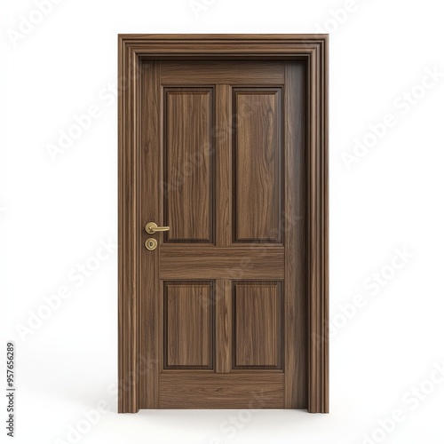 Wooden Door with Gold Handle.