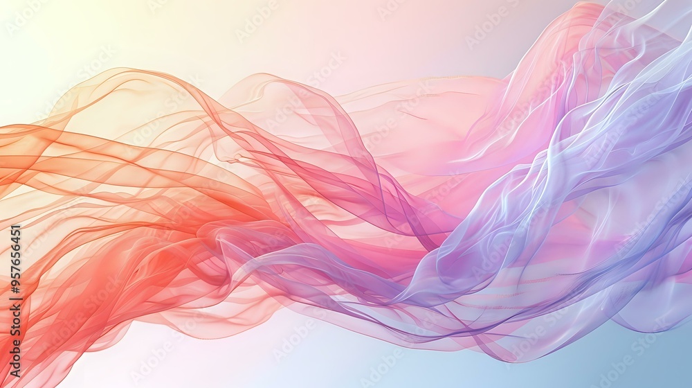 soft, flowing ribbon of translucent colors, blending shades of purple, pink, and orange against a light background. The gradient effect adds an ethereal and dynamic feel, perfect for backgrounds soft, flowing ribbon of translucent colors, blending shades of purple, pink, and orange against a light background. The gradient effect adds an ethereal and dynamic feel, perfect for backgrounds