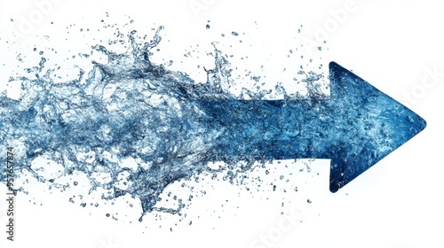 Liquid Momentum: A blue arrow pierces through a dynamic splash of water, embodying the concept of progress and direction. 