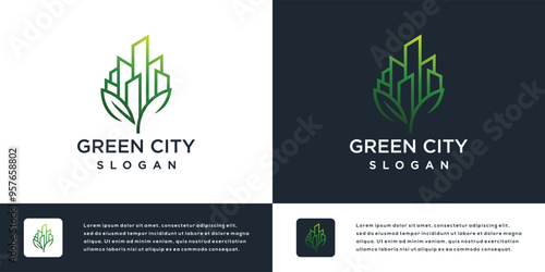 building logo design template with leaves