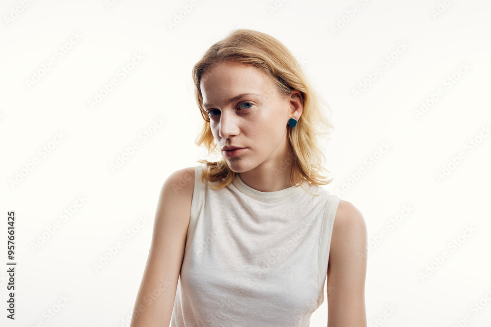Portrait of a blonde woman in the studio Portrait of a blonde woman in the studio