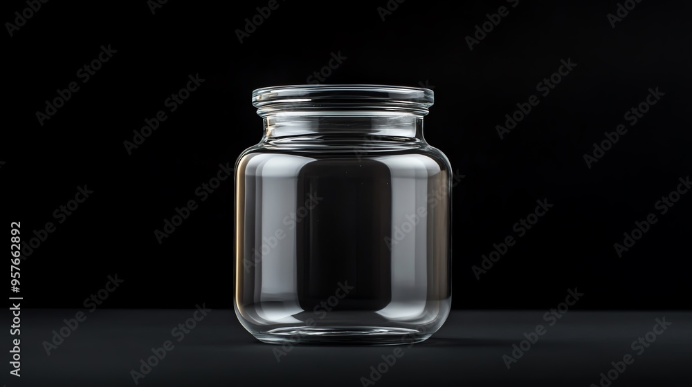 Empty Glass Jar on Black Background Empty Glass Jar on Black Background