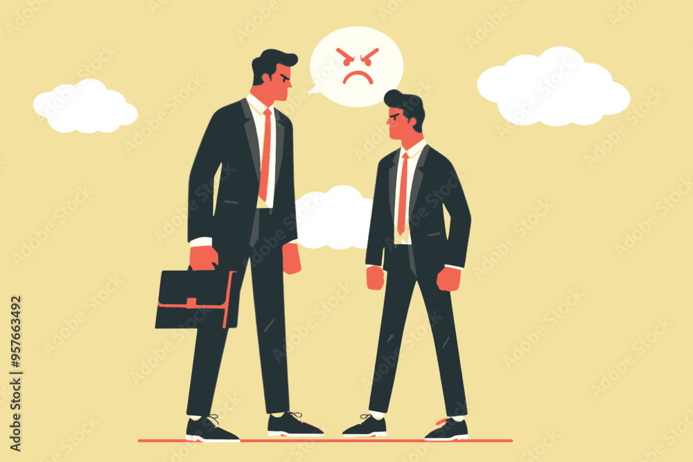 Two entrepreneurs blame each other for declining company revenues, the concept of problem solving, and managing emotions Two entrepreneurs blame each other for declining company revenues, the concept of problem solving, and managing emotions