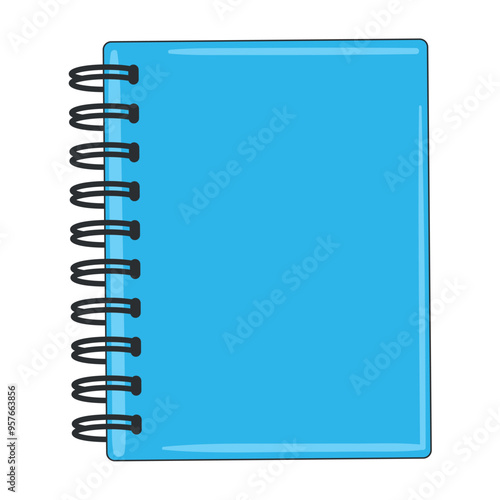 Closed blue spiral notebook with blank cover Vector