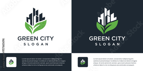 building logo design template with leaves