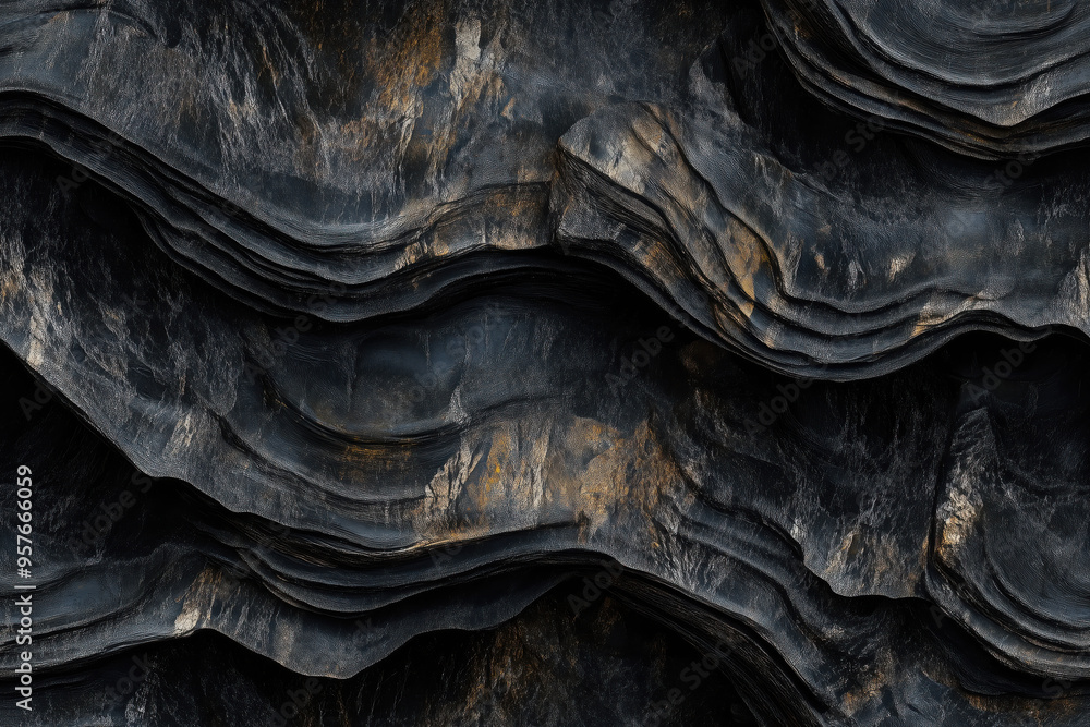 Textura detalhada de camadas rochosas escuras e irregulares criadas com IA generativa, padrão seamless perfeito que imita a estrutura de rochas naturais. Textura detalhada de camadas rochosas escuras e irregulares criadas com IA generativa, padrão seamless perfeito que imita a estrutura de rochas naturais.