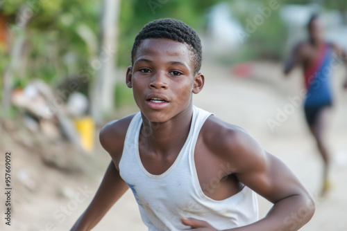 African athlete male effort to exercise for health and fitness vitality