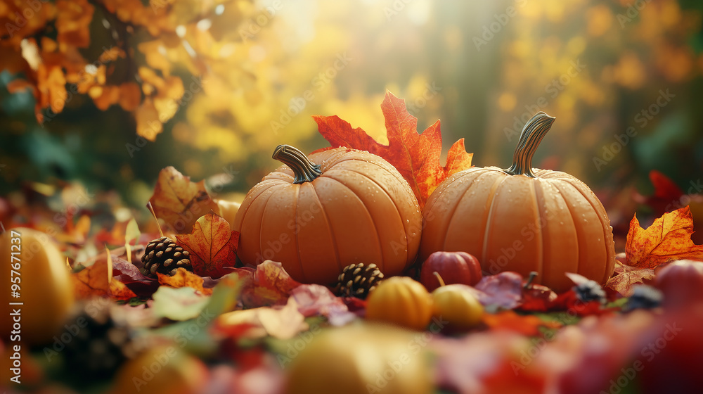 Warm Autumn Colors of Fall Leaves and Pumpkins in a Natural Light Setting Featuring Cozy Seasonal Arrangements Warm Autumn Colors of Fall Leaves and Pumpkins in a Natural Light Setting Featuring Cozy Seasonal Arrangements
