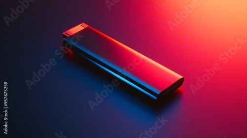 Wallpaper Mural Black USB Stick on a Red and Blue Gradient Background Torontodigital.ca