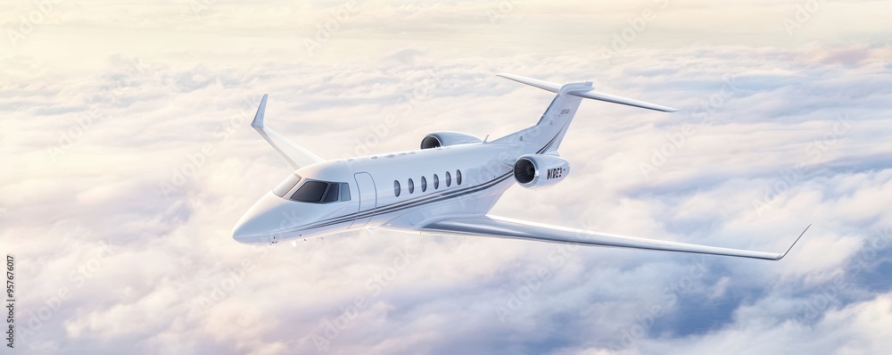 Sleek private jet in flight above the clouds, symbolizing luxury travel and freedom in the open sky. Sleek private jet in flight above the clouds, symbolizing luxury travel and freedom in the open sky.