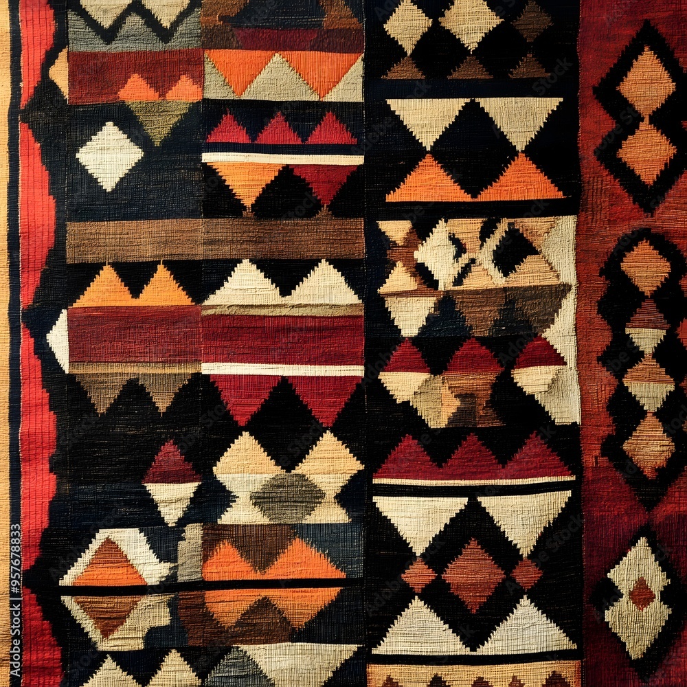 Fototapeta premium 9. **South American Inca textile pattern with geometric shapes.**
