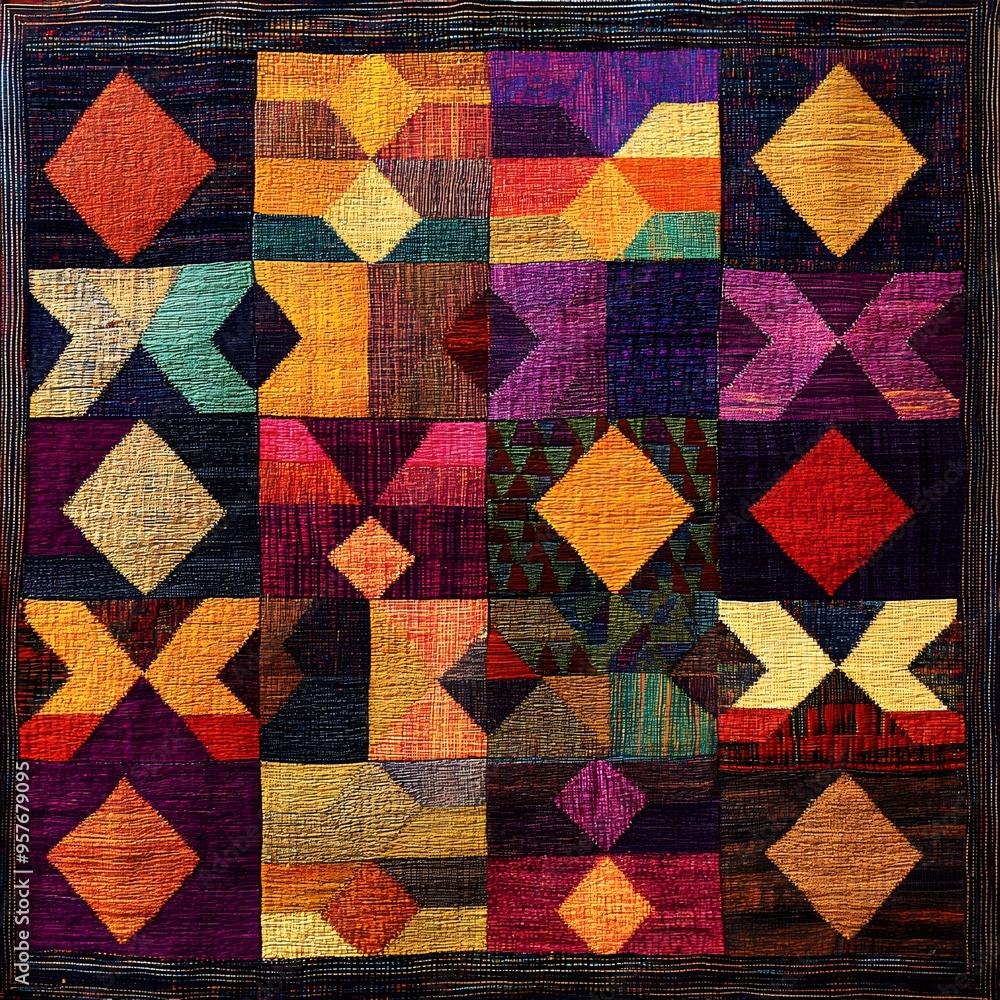 9. **South American Inca textile pattern with geometric shapes.** 9. **South American Inca textile pattern with geometric shapes.**