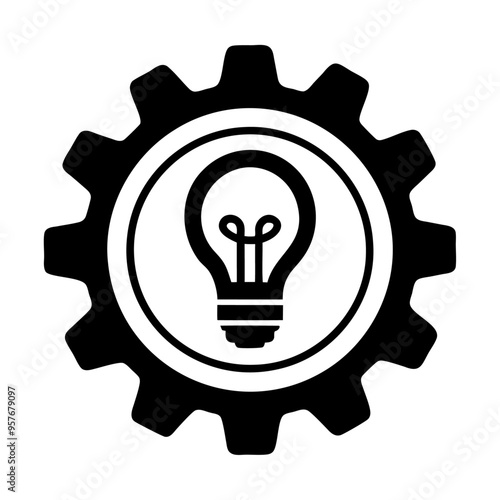 A bulb with a gear icon design