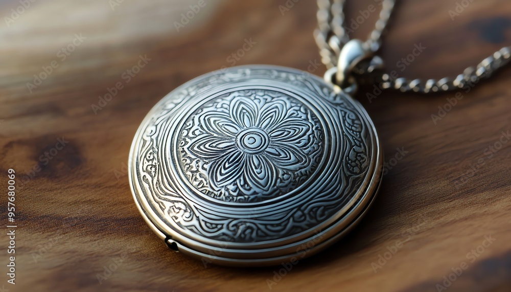 Silver Pendant Necklace with Intricate Floral Design Silver Pendant Necklace with Intricate Floral Design