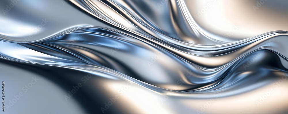 Abstract waves with a metallic sheen, modern and sleek, calm waves, elegant motion Abstract waves with a metallic sheen, modern and sleek, calm waves, elegant motion