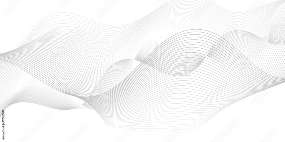 Fototapeta premium Digital wave modern carve blend stripe line flowing technology white and gray line glowing element line moving creative isolated concept science technology crate for thin texture vector background.