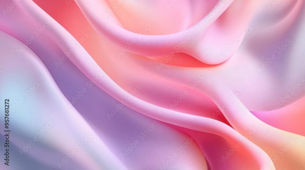 Obraz premium Flowing pastel curves, smooth fabric-like texture, abstract background