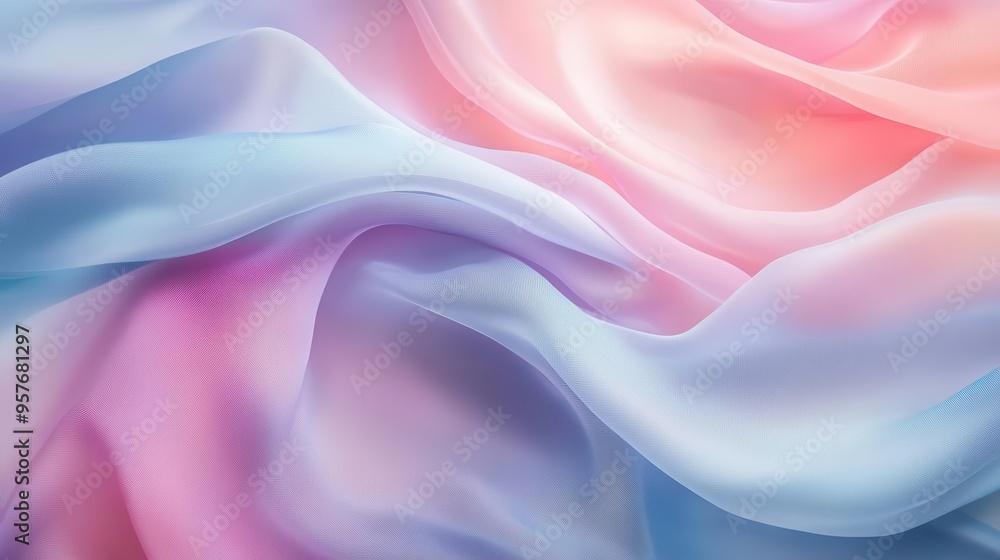 Flowing pastel fabric with smooth curves, soft edges, abstract artistic background