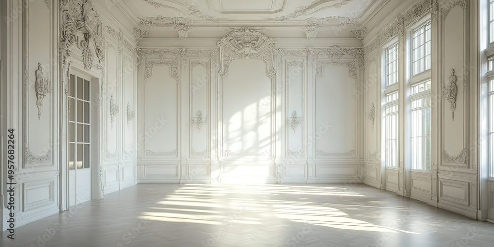 Elegant White Room with Ornate Molding Elegant White Room with Ornate Molding