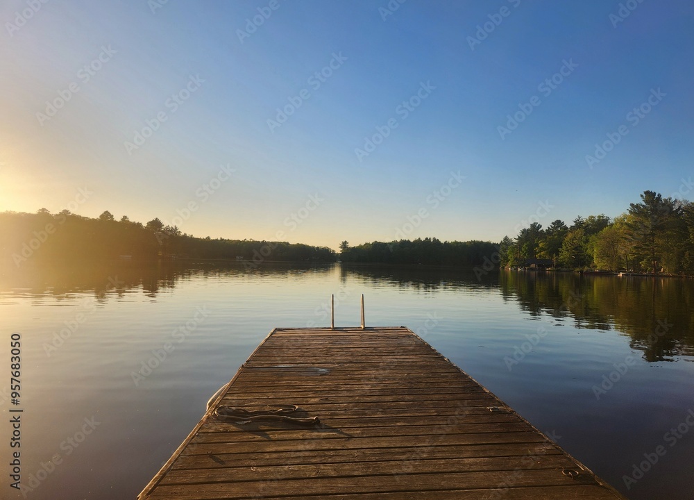 Muskoka dock at sunset Muskoka dock at sunset
