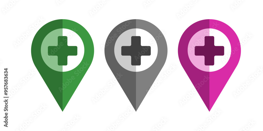 Fototapeta premium Hospital Map Pin Icon isolated background