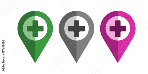 Hospital Map Pin Icon isolated background