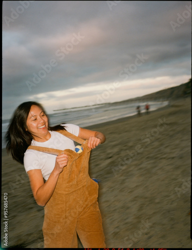 Woman on beach in San Diego photo