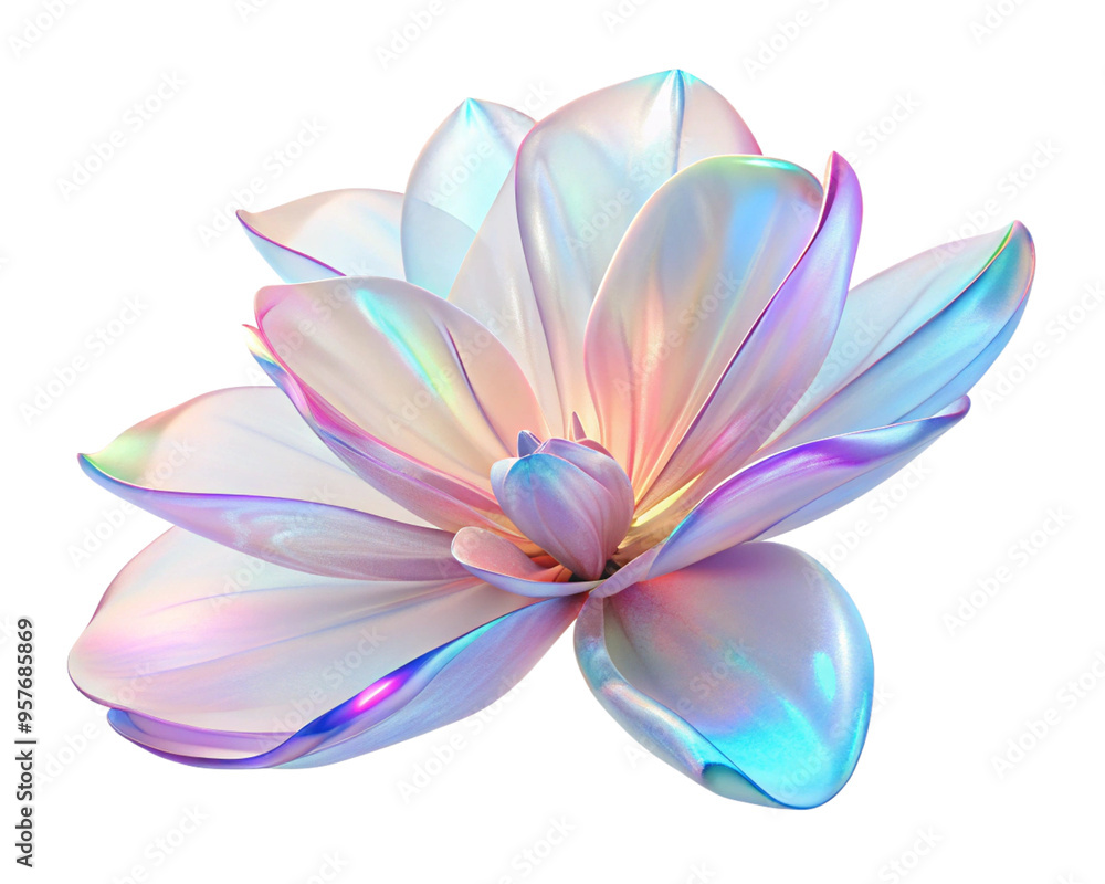 A Flower with Transparent, Holographic Petals That Shift Colors with Every Movement A Flower with Transparent, Holographic Petals That Shift Colors with Every Movement