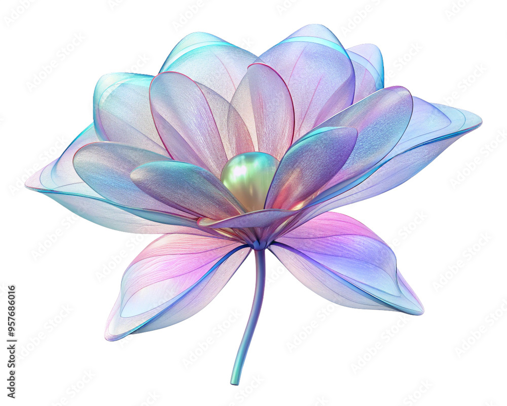 Fototapeta premium A Flower with Transparent, Holographic Petals That Shift Colors with Every Movement