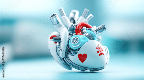 Modern artificial heart within the human body, stateoftheart prosthetic, ensuring continuous and reliable heart function photo