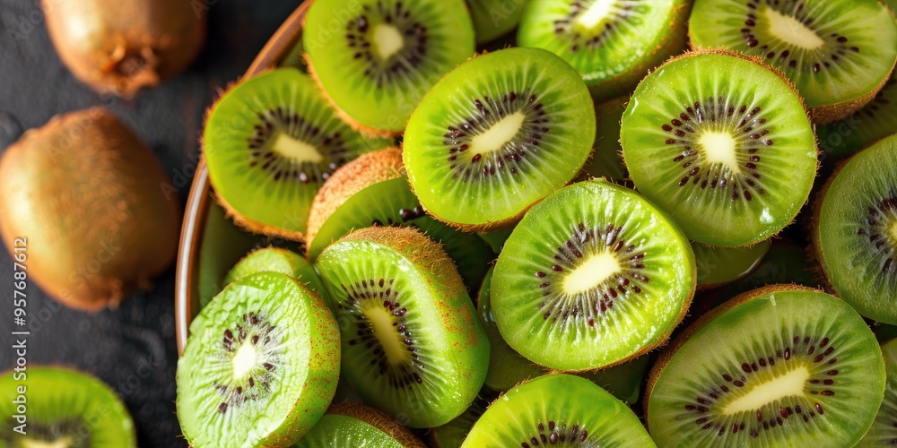A pile of unpeeled whole green kiwi fruits in a bowl A pile of unpeeled whole green kiwi fruits in a bowl