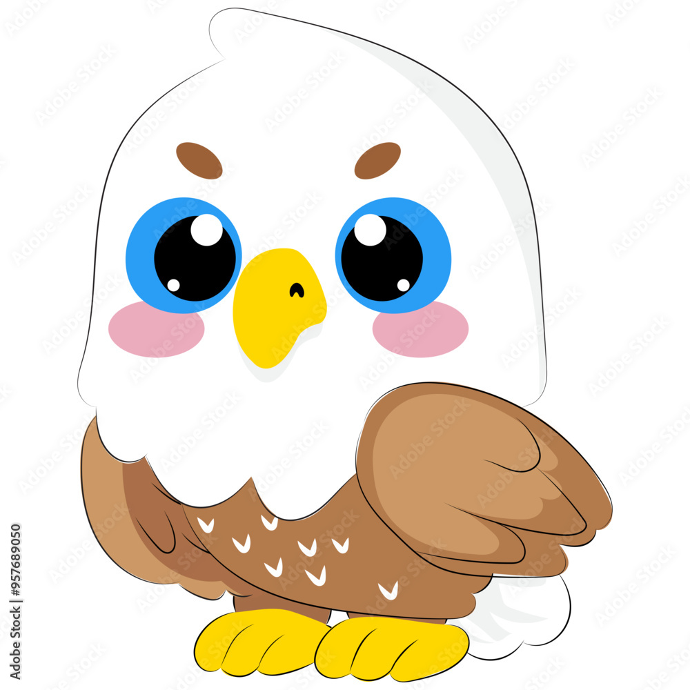 A cute eagle with big eyes and colorful feathers. This is a cute and lively illustration. A cute eagle with big eyes and colorful feathers. This is a cute and lively illustration.