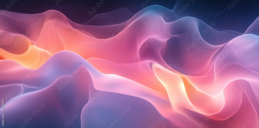 Obraz premium Abstract Swirling Pink and Blue Waves