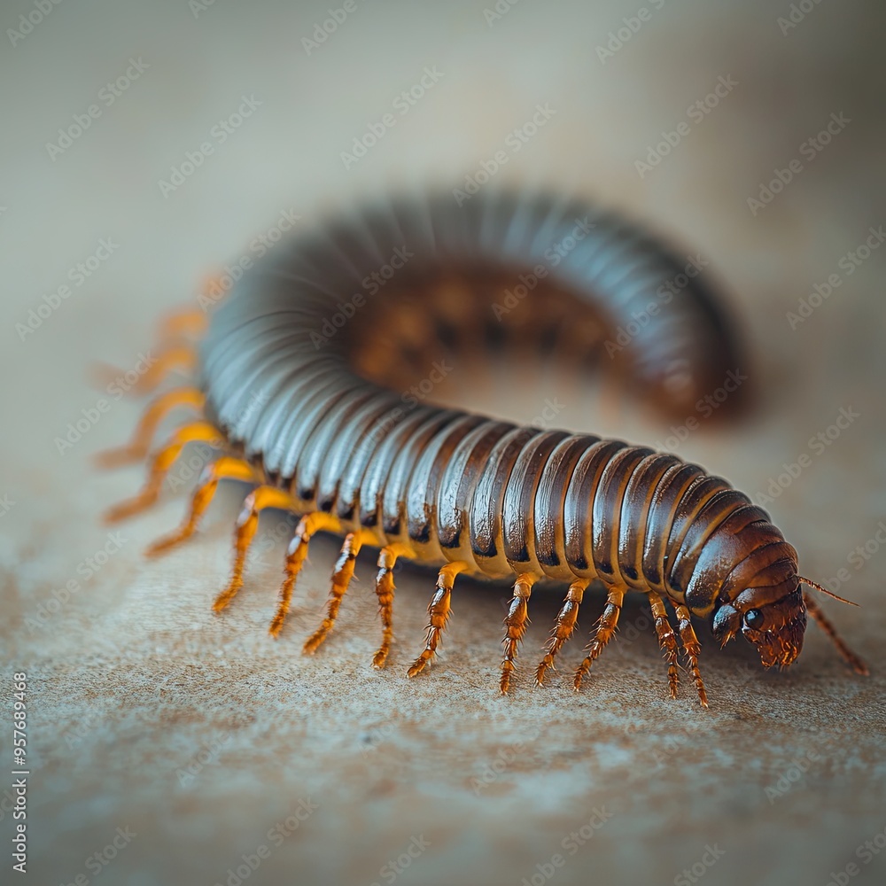 Fototapeta premium millipede isolated on paper background
