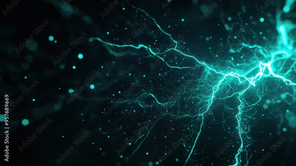 A mesmerizing display of electric energy in vibrant turquoise, depicting the beauty of lightning in an abstract composition. A mesmerizing display of electric energy in vibrant turquoise, depicting the beauty of lightning in an abstract composition.