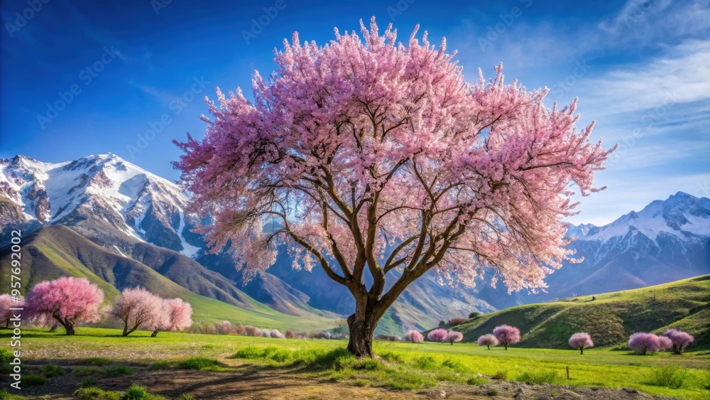Blossoming tree in Xinjiang, China , Spring, pink flowers, nature, blooming, garden, cherry blossom, scenic Blossoming tree in Xinjiang, China , Spring, pink flowers, nature, blooming, garden, cherry blossom, scenic