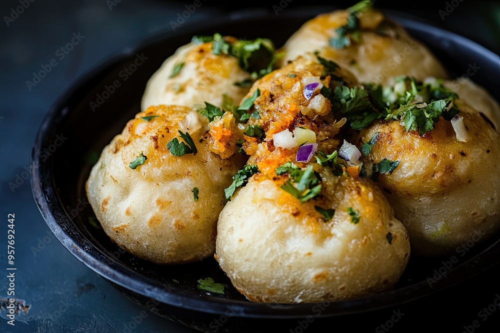 Modern plating of bihari street food litti chokha Modern plating of bihari street food litti chokha
