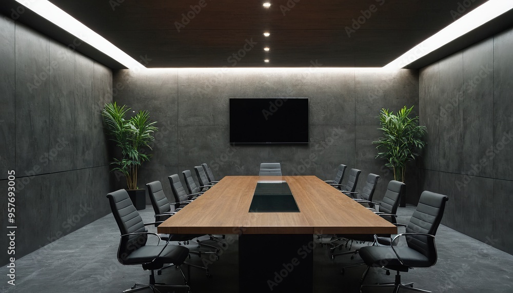 Interior Of A Modern Luxurious Open Plan Co-working Office Space. Modern black Conference Room Interior Design 139 Interior Of A Modern Luxurious Open Plan Co-working Office Space. Modern black Conference Room Interior Design 139