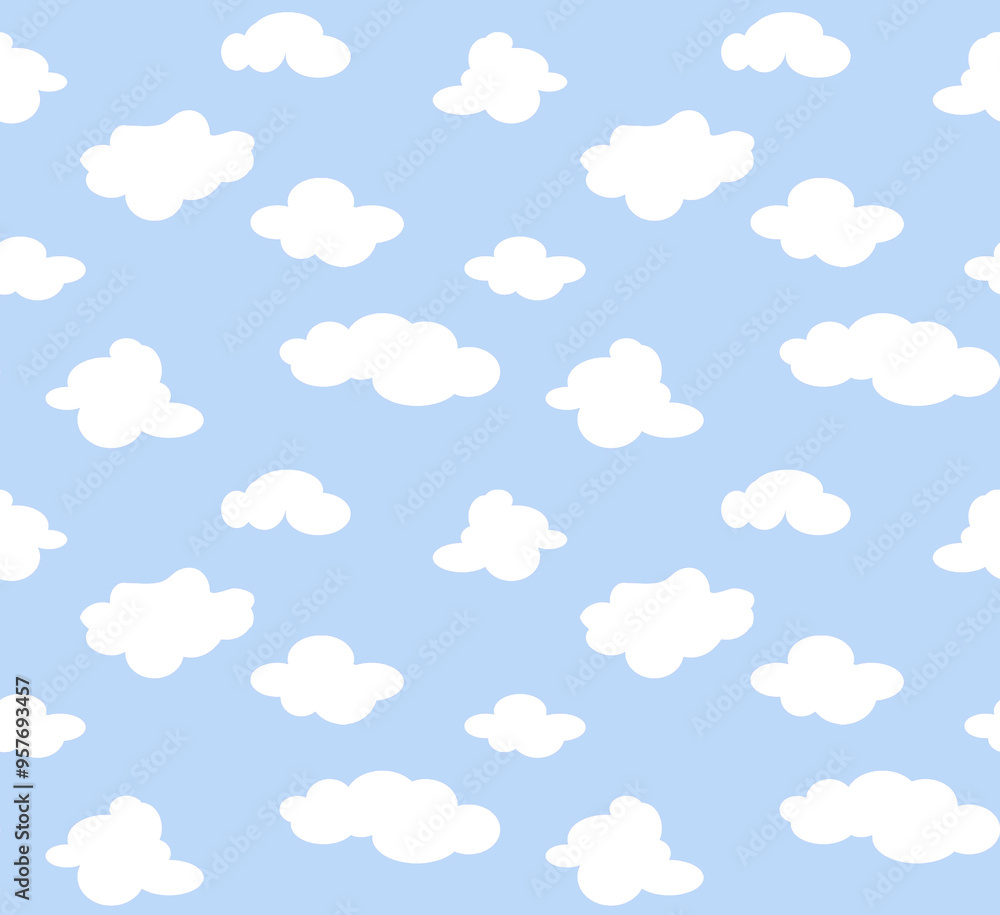 Powder Blue Cloudy Sky Seamless Repeat Pattern Powder Blue Cloudy Sky Seamless Repeat Pattern