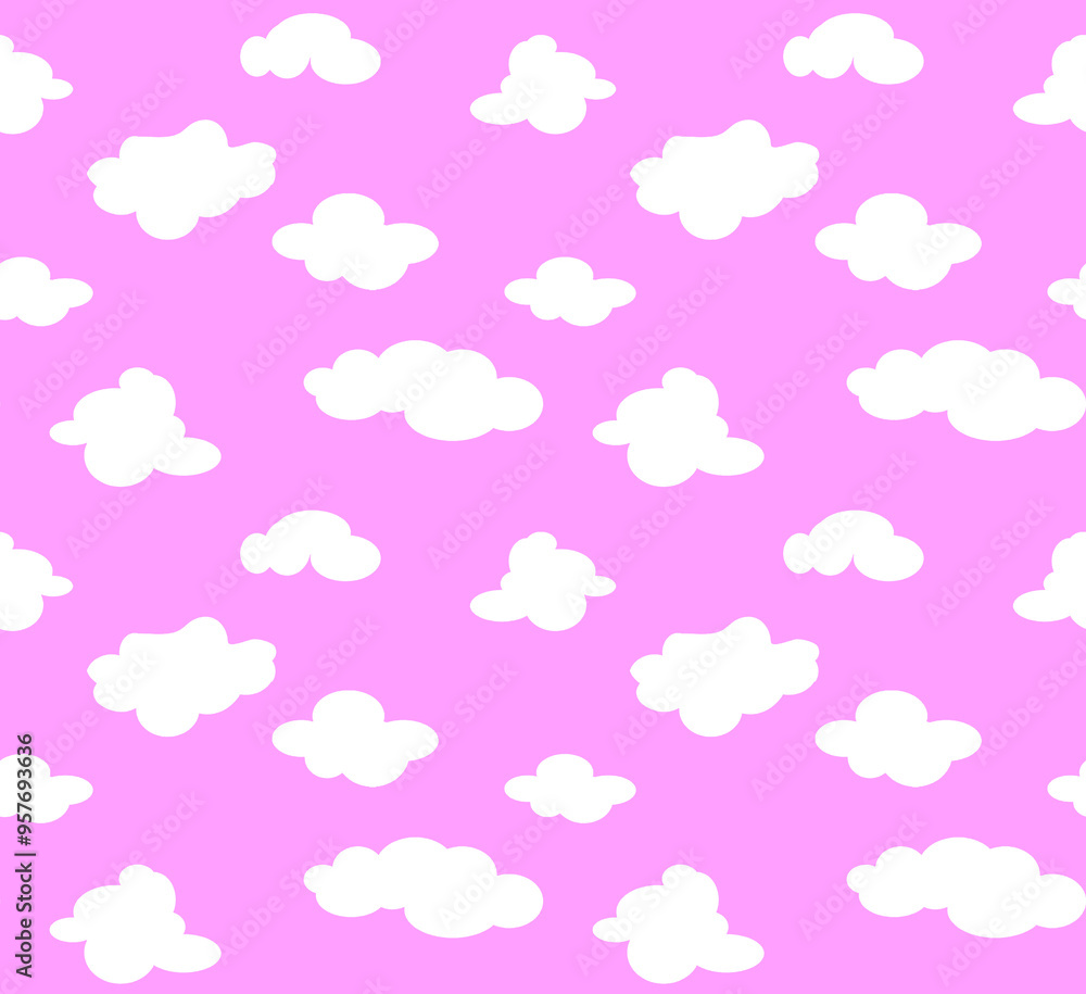 Hot Pink Cloudy Sky Seamless Repeat Pattern Hot Pink Cloudy Sky Seamless Repeat Pattern