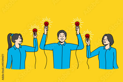 illustration of a group of three people holding trophies in celebration. The individuals, dressed in blue, are depicted in a joyful moment, showcasing success, achievement, and teamwork, ideal for con