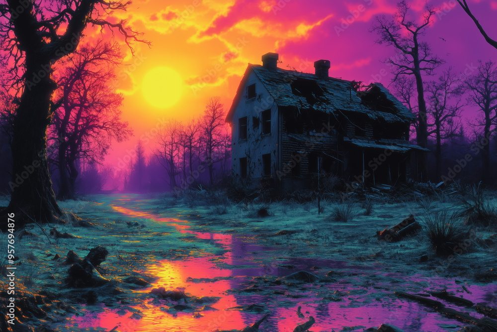 Haunted House at Sunset Haunted House at Sunset