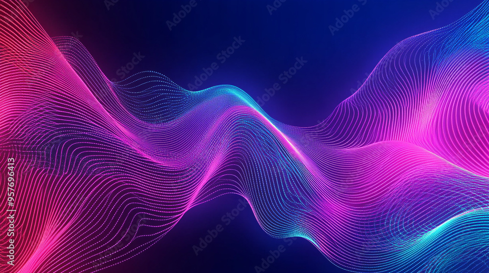 Neon wave lines with blend effect. Neon wave lines with blend effect.