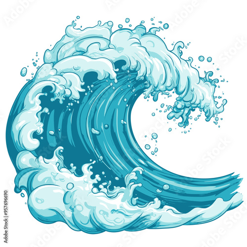 Sea waves sketch. Storm wave, vintage tide and ocean beach storms hand drawn vector illustration set