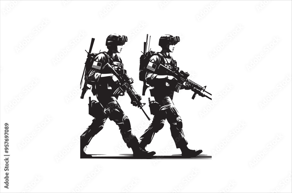 Silhouettes of Army Combat Soldiers, soldiers Vector bundle, Silhouette, Veteran Soldier vector. Silhouettes of Army Combat Soldiers, soldiers Vector bundle, Silhouette, Veteran Soldier vector.