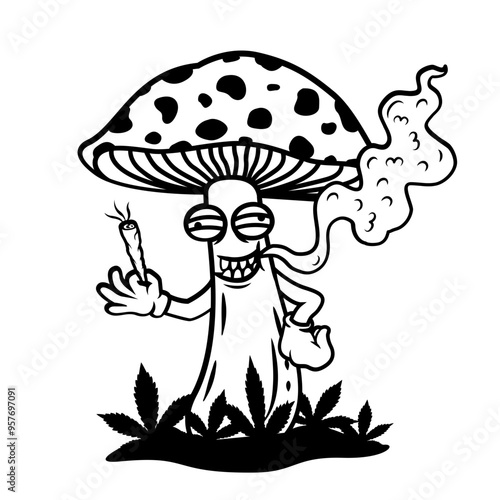 Mushroom Weed | Mushroom High | Mushroom Smoking Weed | Four Twenty | Smoking Joint | Marijuana Leaf | Kush Life | Weed life | Original Illustration | Vector and Clipart | Cutfile and Stencil