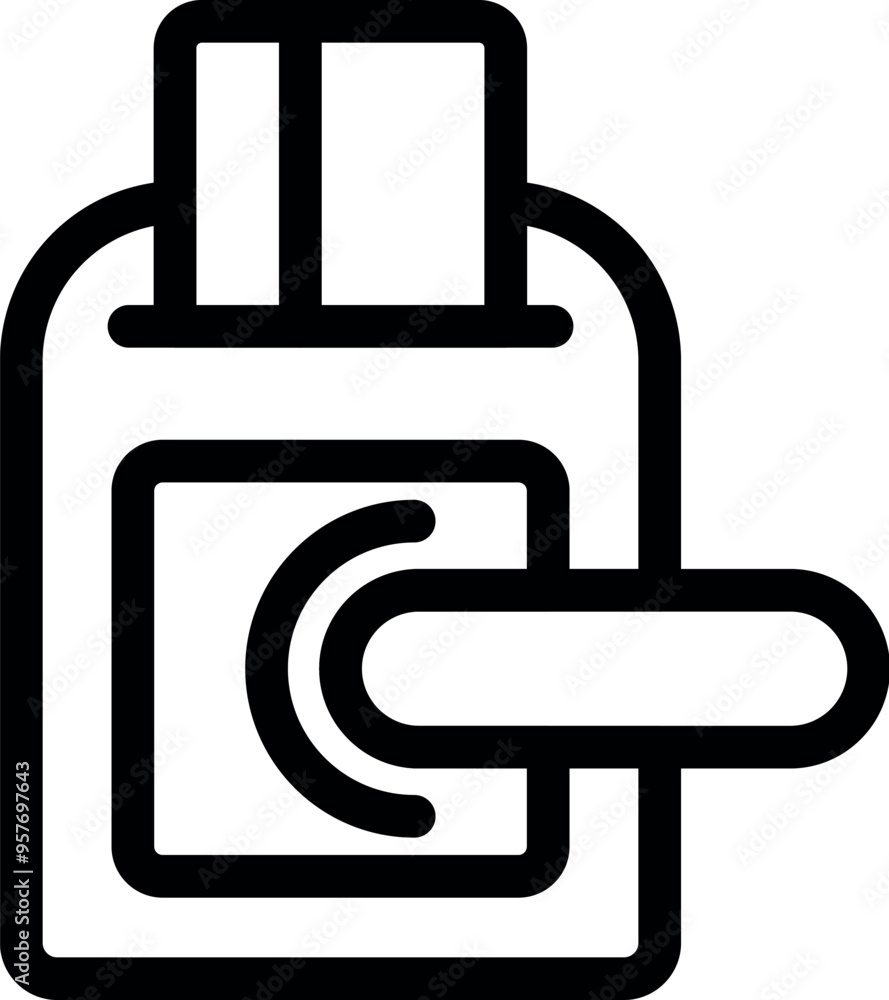 Bold outline icon of a credit card being inserted into a pos terminal Bold outline icon of a credit card being inserted into a pos terminal