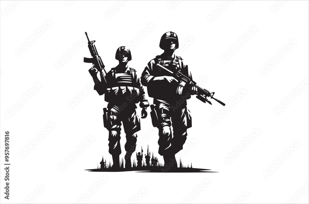 Silhouettes of Army Combat Soldiers, soldiers Vector bundle, Silhouette, Veteran Soldier vector. Silhouettes of Army Combat Soldiers, soldiers Vector bundle, Silhouette, Veteran Soldier vector.