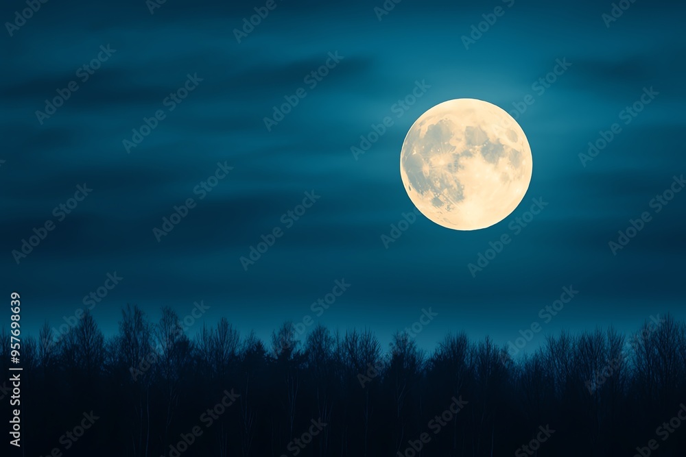 Bright moon shining through a partly cloudy night sky, clear weather, tranquil evening Bright moon shining through a partly cloudy night sky, clear weather, tranquil evening