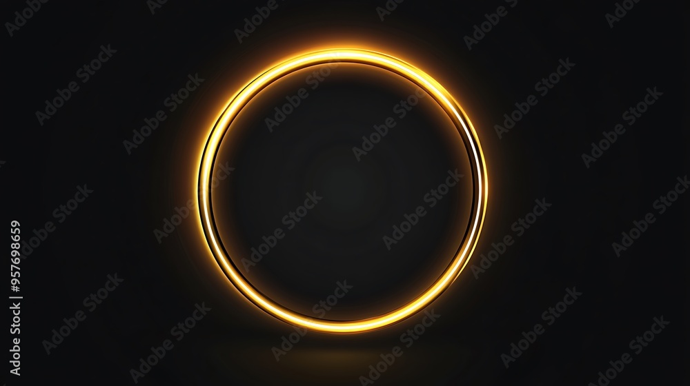 A glowing golden ring on a dark background. A glowing golden ring on a dark background.